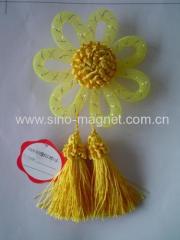 yellow flower tassel curtain holder