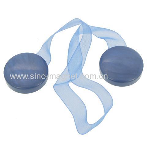 blue magnetic curtain holder