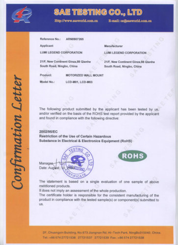 ROHS Certificates