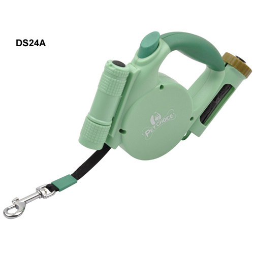 retractable dog leash with led light and dirt bag holder