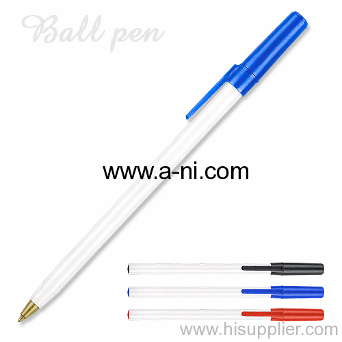 promotion white barrel plastic stick ballpoint pen