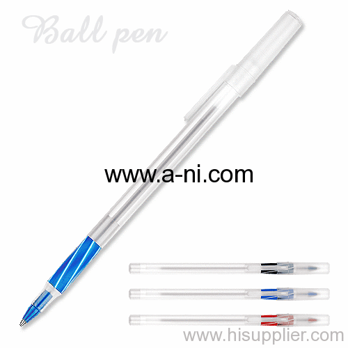 frosted barrel colored plastic stick ballpoint pen