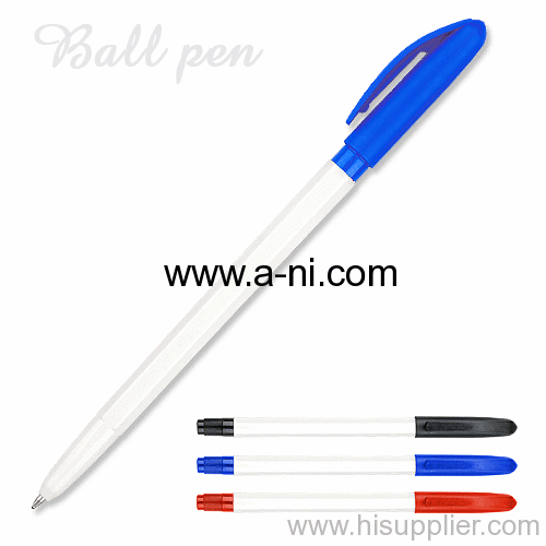 white barrel fashional colored plastic stick ballpoint pen