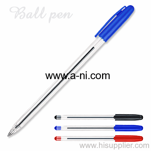 cap on cheap colored plastic stick ballpoint pen