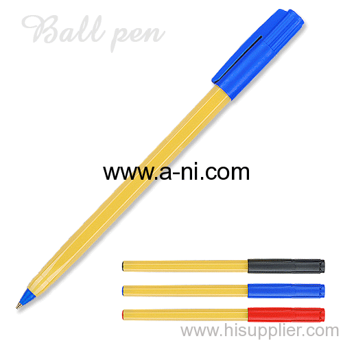 yellow plastic stick ballpoint pen