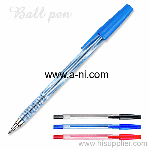 colored cap good quality plastic stick ballpoint pen