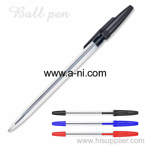 solid colored plastic cap stick ballpoint pen
