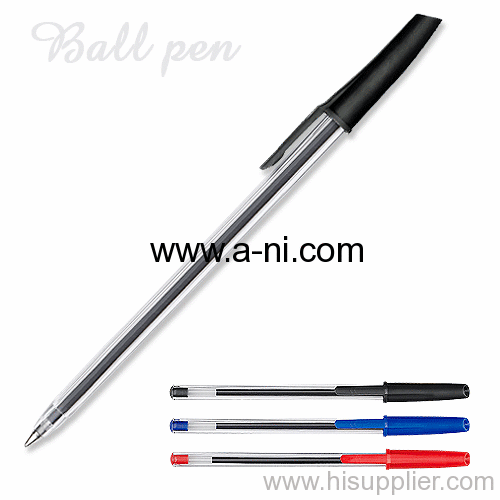 solid colored cap plastic stick ballpoint pen