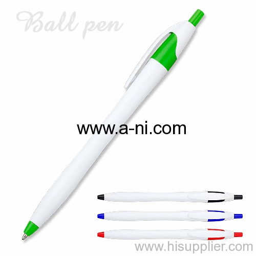 white barrel retractable ballpoint pen