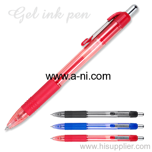 Transparent colored click Gel ink pen