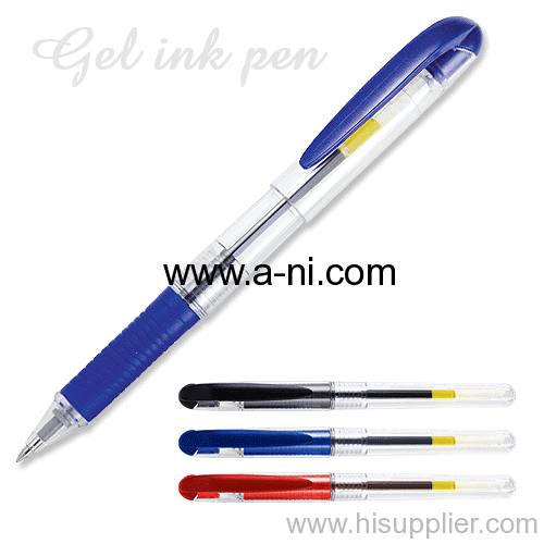 Transparent colored rubber grip Gel ink pen