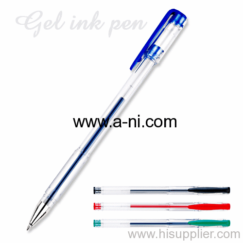 transparent plastic non grip gel ink pen