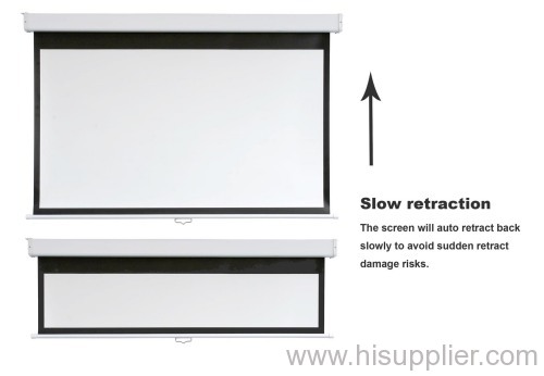 Slow retract manual projector screen