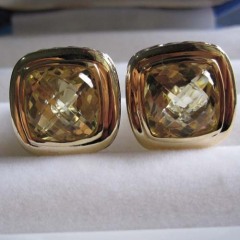 19k gold studded jewelry 11mm citrine albion earring fine workmanship jewelry