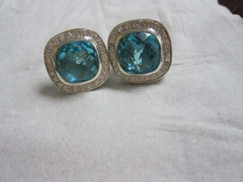 sterling silver earring 11mm blue topaz albion earring 925 silver jewelry