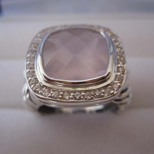 sterling silver ring 11mm rose quartz albion ring 925 silver ring designer jewelry