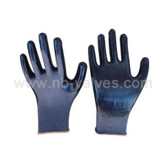 Blue nylon nitrile glove