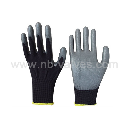 Grey PU nylon glove