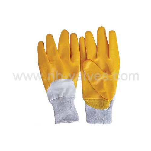 Semi-submerged yellow nitrile glove