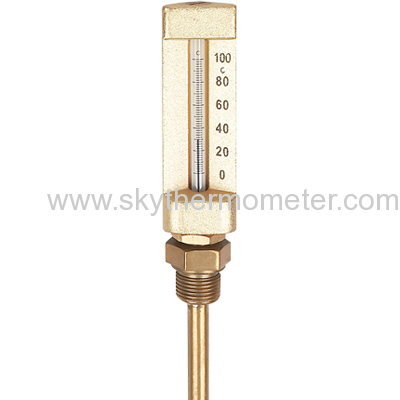 v shaped industrial glass thermometer