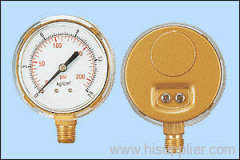 Steel gold plated case pressure gauges