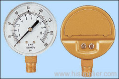 Steel gold plated case pressure gauge