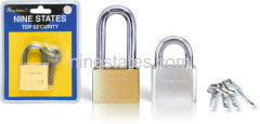 square brass padlock with nickel plated