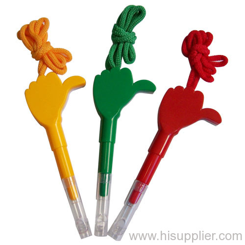 Hand ball pen with whistle