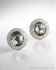 Sterling Silver Jewelry 10mm Prasiolite Cerise Earrings