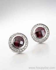 925 silver jewelry garnet cubic zircon earrings