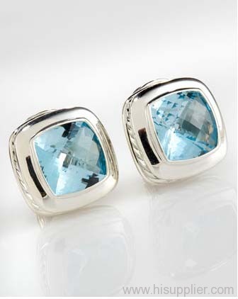 925 silver earrings11mm blue topaz albion earrings high quality imitation brand jewelry