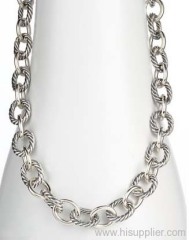 Oval Link Sterling Silver Necklace 925 Silver Collection Jewelry
