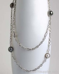 925 sterling silver necklace pearl figaro necklace sterling silver jewelry designer jewelry