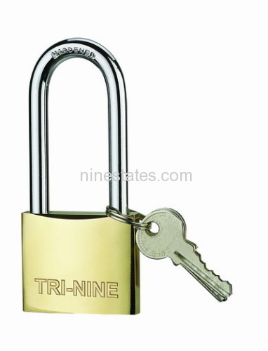 Thick brass padlock - long shackle (38mm)