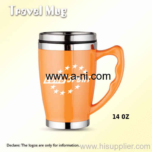 orange Customized Logo Travel Mug