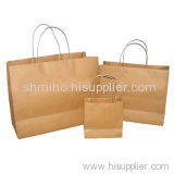 Kraft paper bag with twisted paper handled