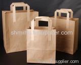 Kraft paper bag with flat paper handled