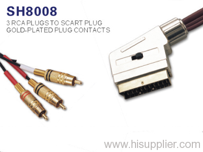 Scart Cable to 3 RCA Plug