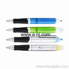 plastic Multi-function twist ball pen and highlighter