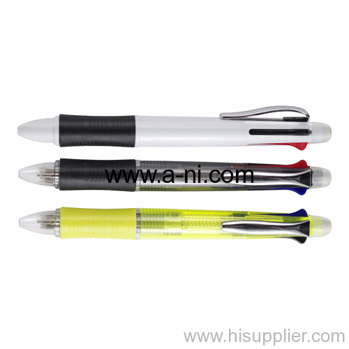 colored rubber grip plastic push action Multicolor ball pen