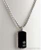 sterling silver dog tag 925 silver jewelry black agate dog tag neckalce