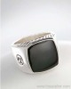 sterling silver jewelry 925 silver ring black agate exotic stone square ring