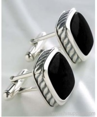 men's jewelry black square cuff links Fine workmanship jewelry 925 silver collection jewelry