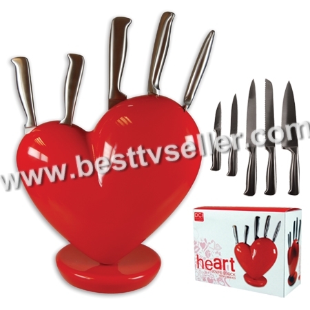 Heart Knife Block red