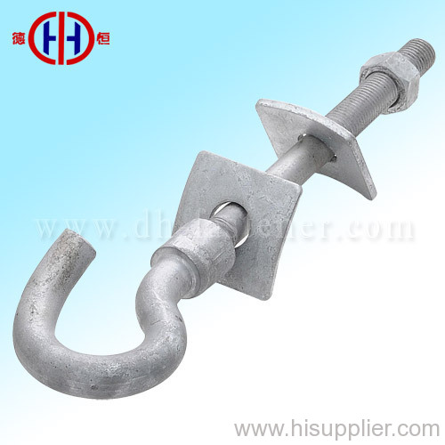 Hook Bolt with Square Washers