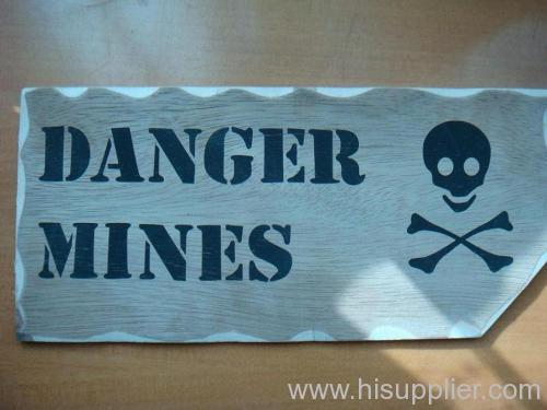 Danger Mines Wooden Wall Sign