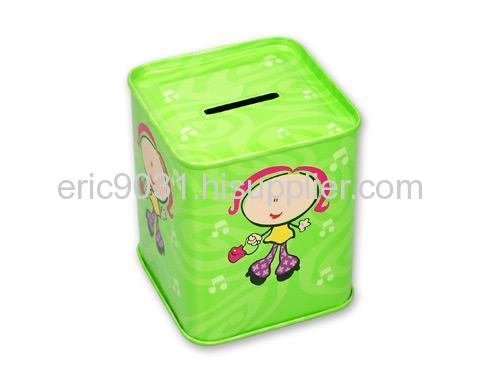 square saving coin tin