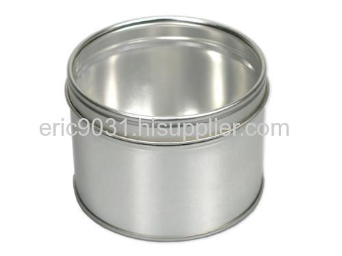 round tin with plastic window