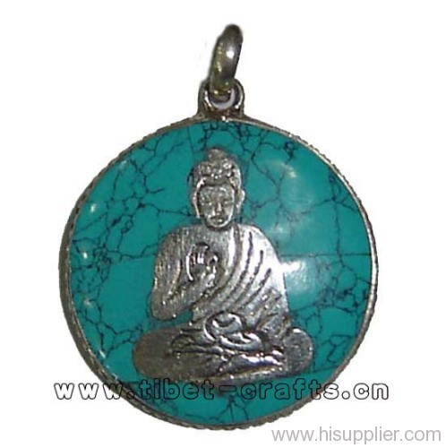 Sterling Silver Turquoise Buddha Pendant