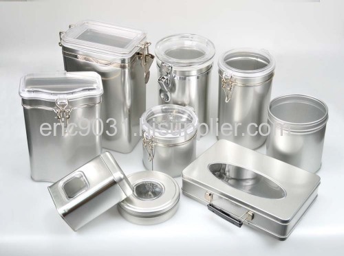 tins with transparent plastic windows